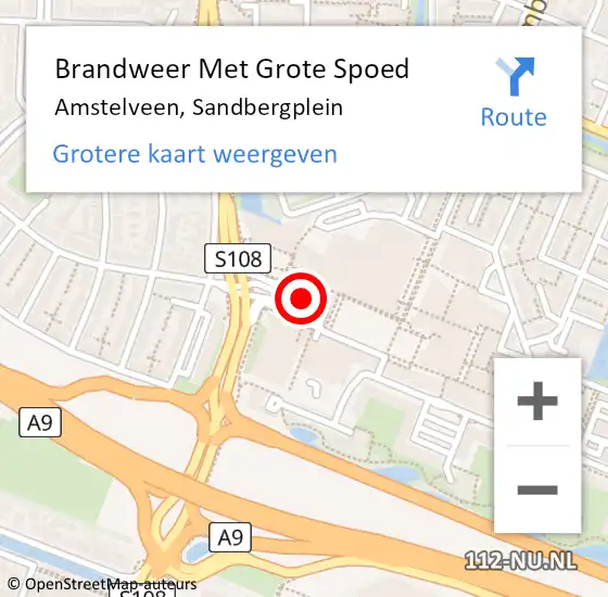 Locatie op kaart van de 112 melding: Brandweer Met Grote Spoed Naar Amstelveen, Sandbergplein op 30 september 2019 13:25