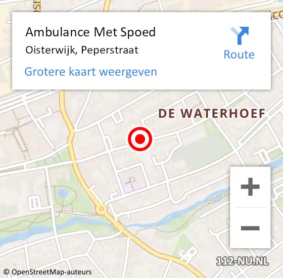 Locatie op kaart van de 112 melding: Ambulance Met Spoed Naar Oisterwijk, Peperstraat op 30 september 2019 15:07
