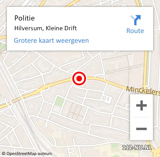 Locatie op kaart van de 112 melding: Politie Hilversum, Kleine Drift op 30 september 2019 16:05