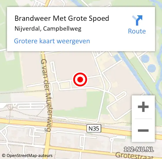 Locatie op kaart van de 112 melding: Brandweer Met Grote Spoed Naar Nijverdal, Campbellweg op 30 september 2019 19:34