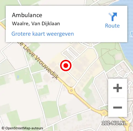 Locatie op kaart van de 112 melding: Ambulance Waalre, Van Dijklaan op 30 september 2019 20:15