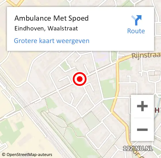 Locatie op kaart van de 112 melding: Ambulance Met Spoed Naar Eindhoven, Waalstraat op 1 oktober 2019 09:47