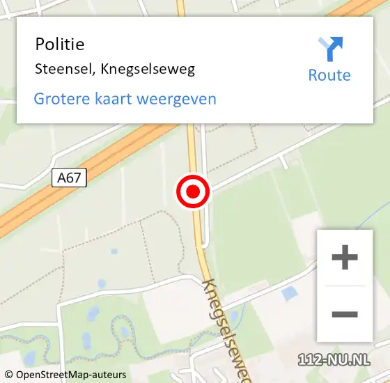 Locatie op kaart van de 112 melding: Politie Steensel, Knegselseweg op 1 oktober 2019 10:06