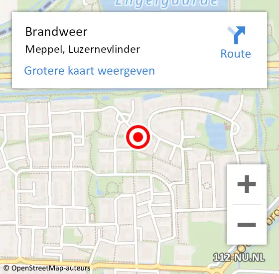 Locatie op kaart van de 112 melding: Brandweer Meppel, Luzernevlinder op 1 oktober 2019 10:37