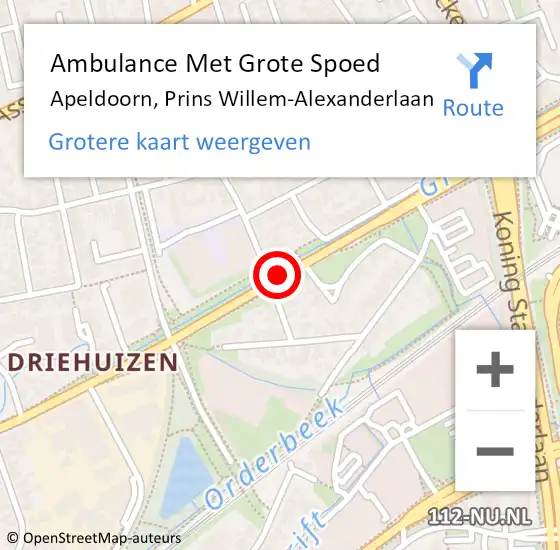 Locatie op kaart van de 112 melding: Ambulance Met Grote Spoed Naar Apeldoorn, Prins Willem-Alexanderlaan op 1 oktober 2019 12:41