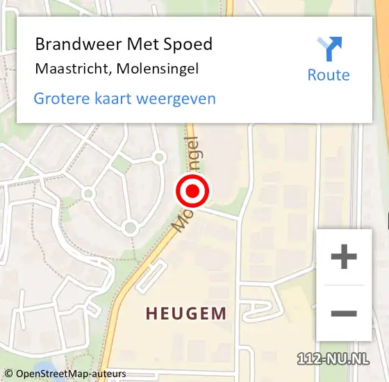 Locatie op kaart van de 112 melding: Brandweer Met Spoed Naar Maastricht, Molensingel op 1 oktober 2019 12:47