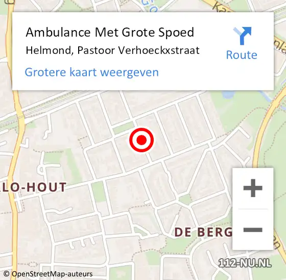 Locatie op kaart van de 112 melding: Ambulance Met Grote Spoed Naar Helmond, Pastoor Verhoeckxstraat op 1 oktober 2019 17:02