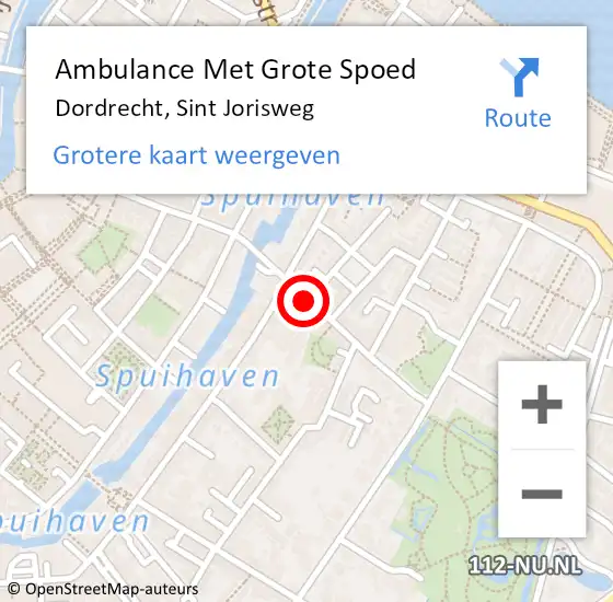 Locatie op kaart van de 112 melding: Ambulance Met Grote Spoed Naar Dordrecht, Sint Jorisweg op 1 oktober 2019 17:10