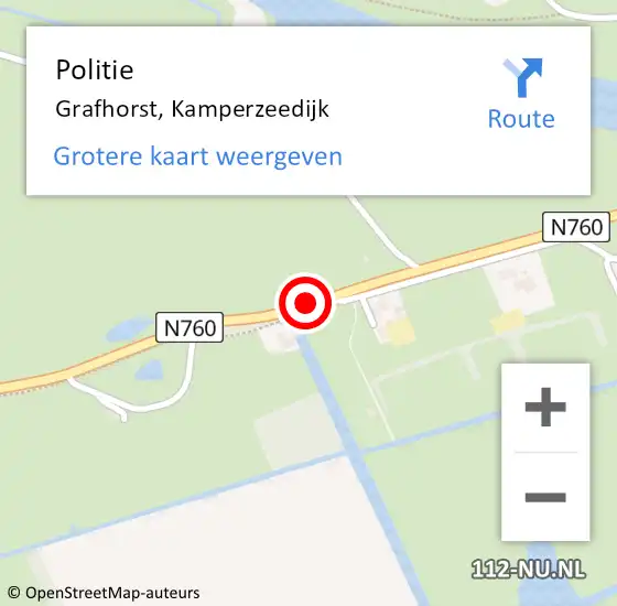 Locatie op kaart van de 112 melding: Politie Grafhorst, Kamperzeedijk op 1 oktober 2019 17:29