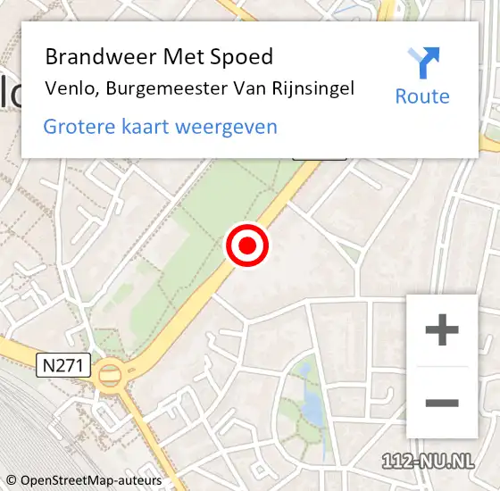 Locatie op kaart van de 112 melding: Brandweer Met Spoed Naar Venlo, Burgemeester Van Rijnsingel op 1 oktober 2019 18:43