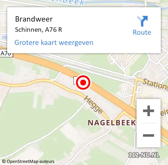 Locatie op kaart van de 112 melding: Brandweer Schinnen, A76 R op 15 april 2014 14:01