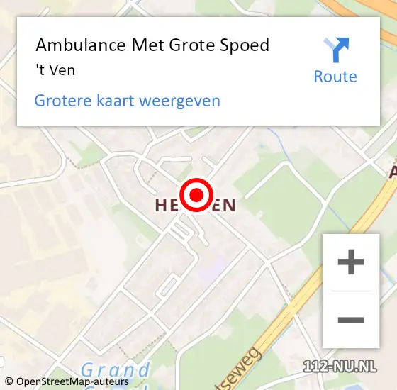 Locatie op kaart van de 112 melding: Ambulance Met Grote Spoed Naar 't Ven op 2 oktober 2019 14:10