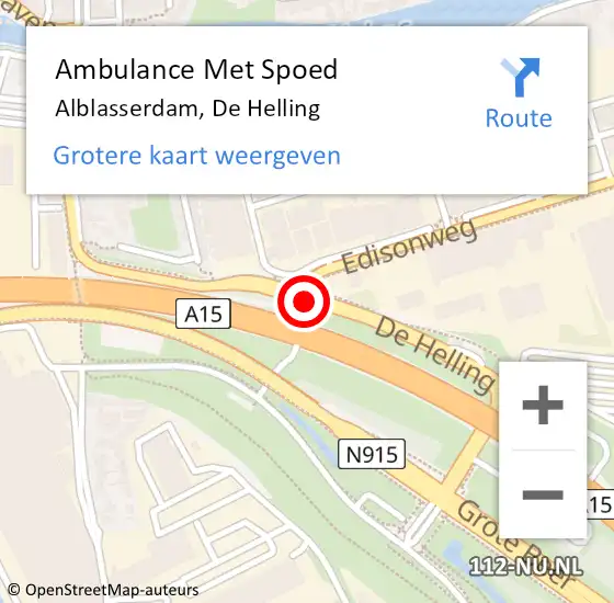 Locatie op kaart van de 112 melding: Ambulance Met Spoed Naar Alblasserdam, De Helling op 2 oktober 2019 15:28