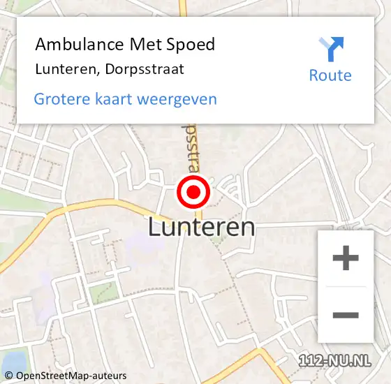 Locatie op kaart van de 112 melding: Ambulance Met Spoed Naar Lunteren, Dorpsstraat op 2 oktober 2019 16:51