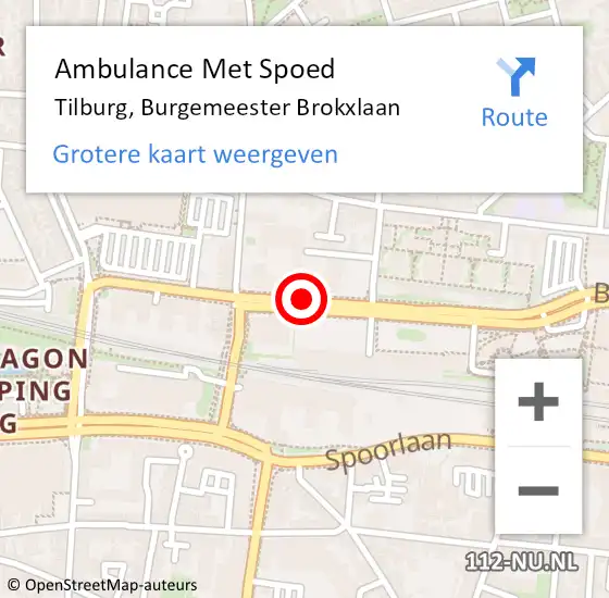 Locatie op kaart van de 112 melding: Ambulance Met Spoed Naar Tilburg, Burgemeester Brokxlaan op 2 oktober 2019 23:00