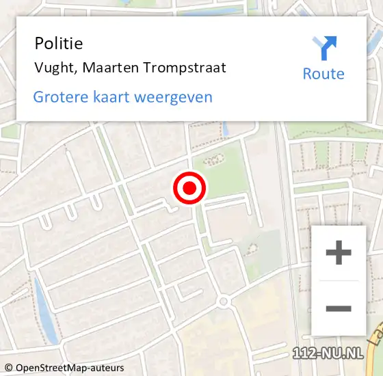 Locatie op kaart van de 112 melding: Politie Vught, Maarten Trompstraat op 3 oktober 2019 08:46