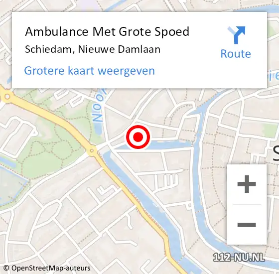 Locatie op kaart van de 112 melding: Ambulance Met Grote Spoed Naar Schiedam, Nieuwe Damlaan op 3 oktober 2019 08:46