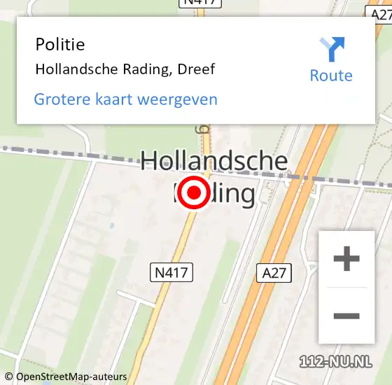 Locatie op kaart van de 112 melding: Politie Hollandsche Rading, Dreef op 3 oktober 2019 10:53