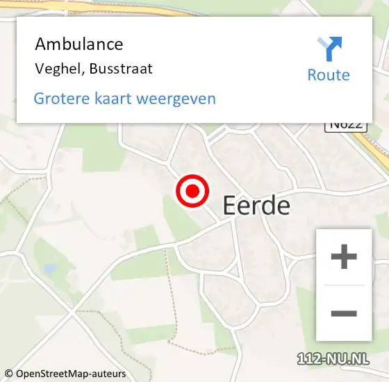 Locatie op kaart van de 112 melding: Ambulance Veghel, Busstraat op 3 oktober 2019 12:41
