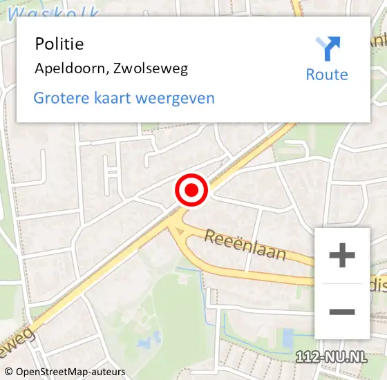 Locatie op kaart van de 112 melding: Politie Apeldoorn, Zwolseweg op 3 oktober 2019 14:14