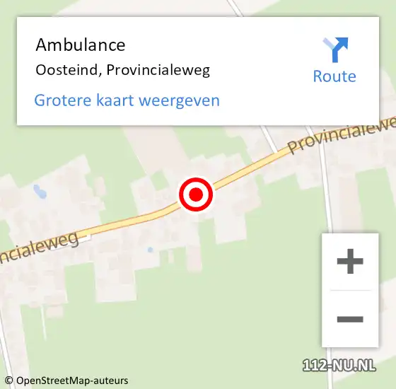 Locatie op kaart van de 112 melding: Ambulance Oosteind, Provincialeweg op 3 oktober 2019 18:27