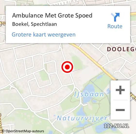Locatie op kaart van de 112 melding: Ambulance Met Grote Spoed Naar Boekel, Spechtlaan op 4 oktober 2019 02:23