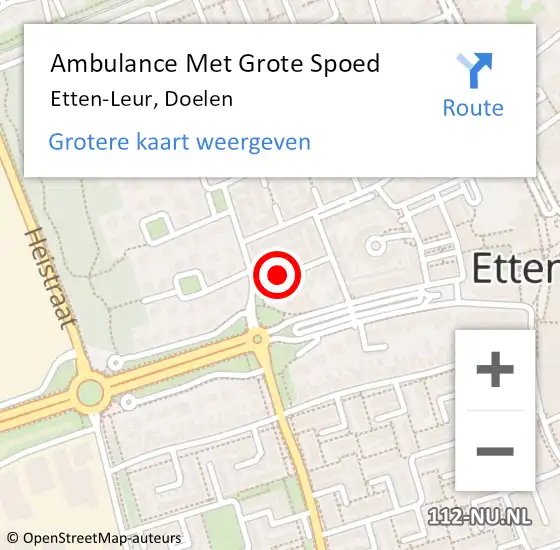 Locatie op kaart van de 112 melding: Ambulance Met Grote Spoed Naar Etten-Leur, Doelen op 4 oktober 2019 07:18