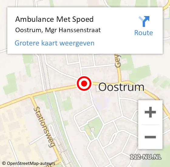 Locatie op kaart van de 112 melding: Ambulance Met Spoed Naar Oostrum, Mgr Hanssenstraat op 15 april 2014 16:38