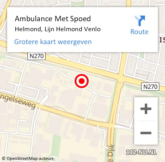 Locatie op kaart van de 112 melding: Ambulance Met Spoed Naar Helmond, Lijn Helmond Venlo op 4 oktober 2019 10:33