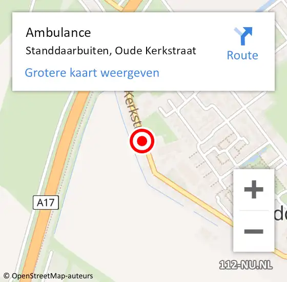 Locatie op kaart van de 112 melding: Ambulance Standdaarbuiten, Oude Kerkstraat op 4 oktober 2019 11:38