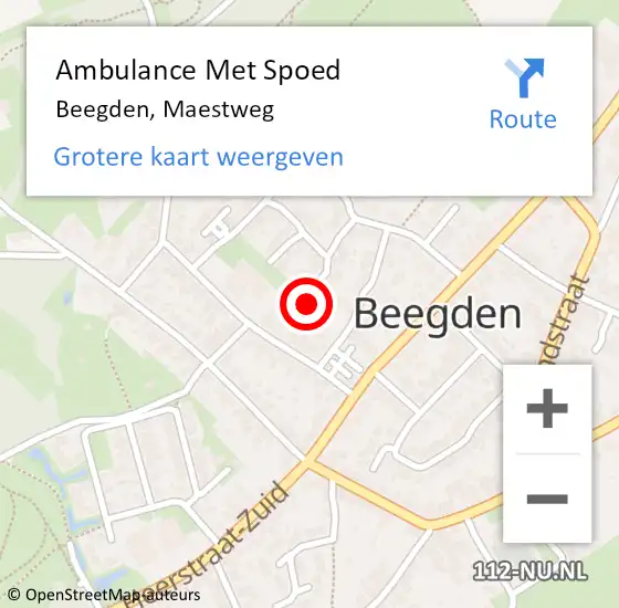 Locatie op kaart van de 112 melding: Ambulance Met Spoed Naar Beegden, Maestweg op 15 april 2014 17:05