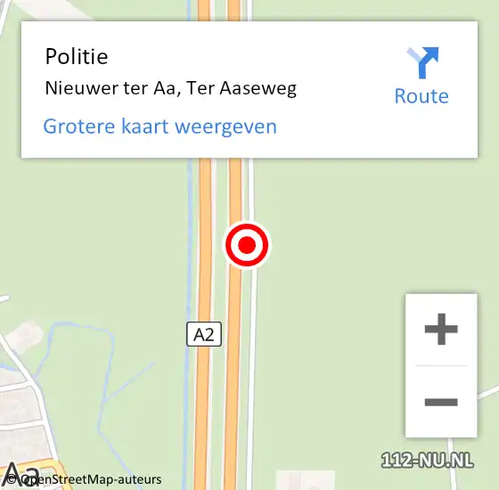Locatie op kaart van de 112 melding: Politie Nieuwer ter Aa, Ter Aaseweg op 4 oktober 2019 12:30
