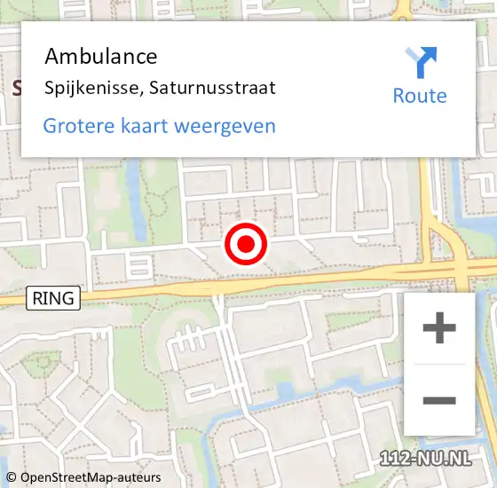 Locatie op kaart van de 112 melding: Ambulance Spijkenisse, Saturnusstraat op 4 oktober 2019 13:00