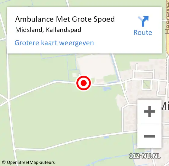 Locatie op kaart van de 112 melding: Ambulance Met Grote Spoed Naar Midsland, Kallandspad op 28 september 2013 21:26