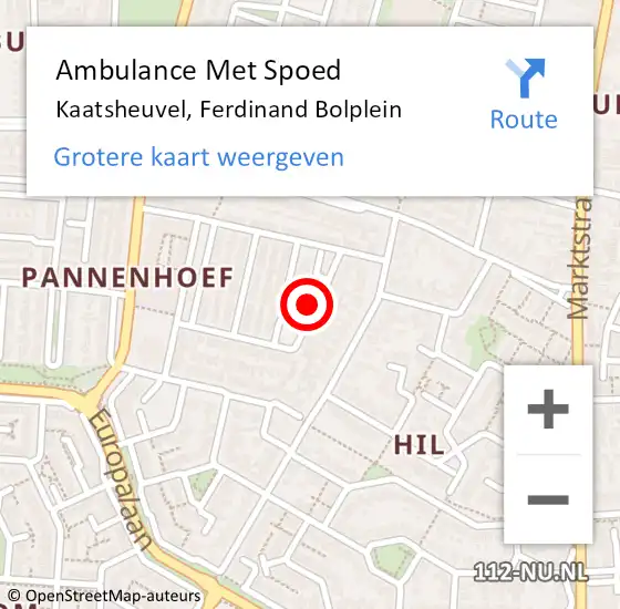 Locatie op kaart van de 112 melding: Ambulance Met Spoed Naar Kaatsheuvel, Ferdinand Bolplein op 4 oktober 2019 21:09