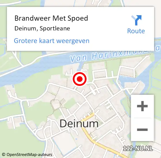 Locatie op kaart van de 112 melding: Brandweer Met Spoed Naar Deinum, Sportleane op 5 oktober 2019 09:43
