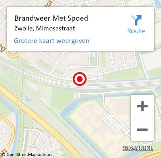 Locatie op kaart van de 112 melding: Brandweer Met Spoed Naar Zwolle, Mimosastraat op 5 oktober 2019 11:59