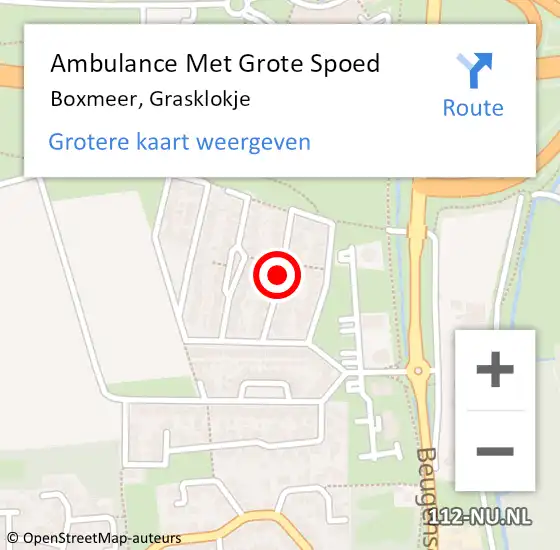 Locatie op kaart van de 112 melding: Ambulance Met Grote Spoed Naar Boxmeer, Grasklokje op 5 oktober 2019 13:28