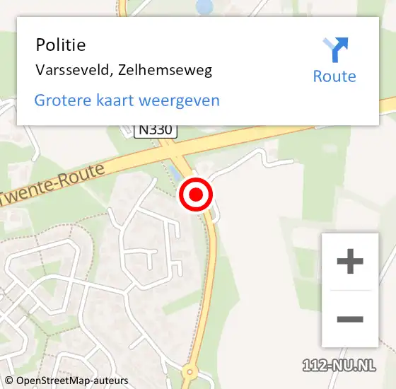 Locatie op kaart van de 112 melding: Politie Varsseveld, Zelhemseweg op 5 oktober 2019 13:29