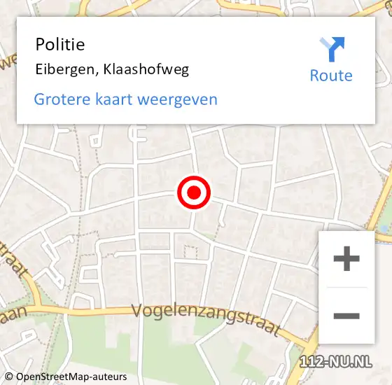 Locatie op kaart van de 112 melding: Politie Eibergen, Klaashofweg op 5 oktober 2019 14:43