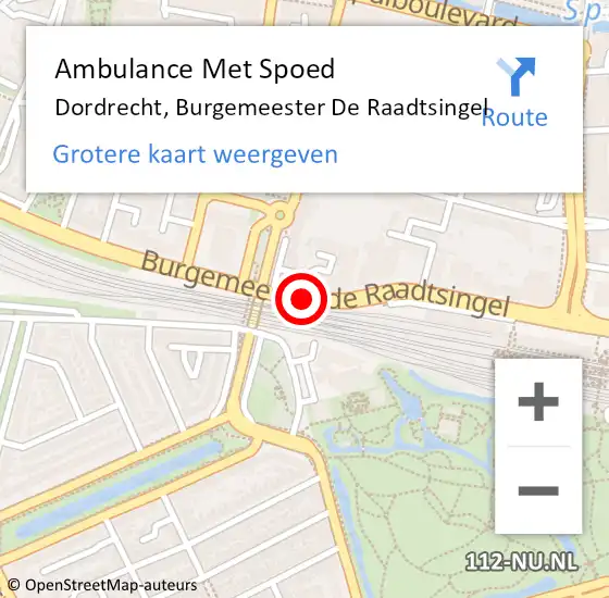 Locatie op kaart van de 112 melding: Ambulance Met Spoed Naar Dordrecht, Burgemeester De Raadtsingel op 5 oktober 2019 15:01