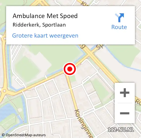 Locatie op kaart van de 112 melding: Ambulance Met Spoed Naar Ridderkerk, Sportlaan op 5 oktober 2019 15:43