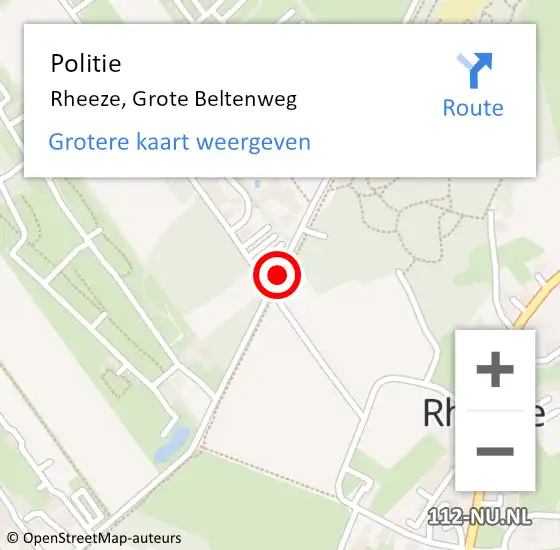 Locatie op kaart van de 112 melding: Politie Rheeze, Grote Beltenweg op 5 oktober 2019 15:49
