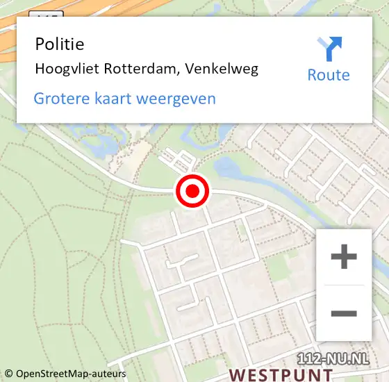 Locatie op kaart van de 112 melding: Politie Hoogvliet Rotterdam, Venkelweg op 5 oktober 2019 15:55