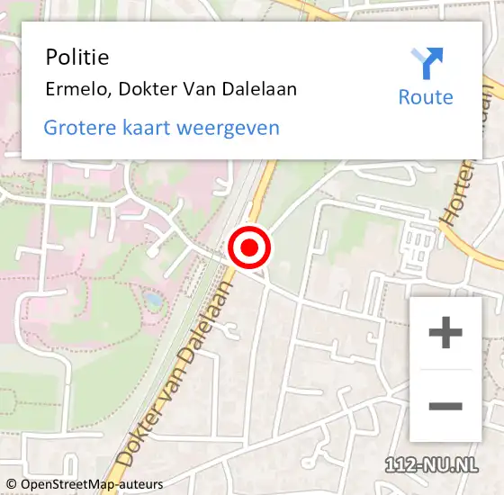 Locatie op kaart van de 112 melding: Politie Ermelo, Dokter Van Dalelaan op 5 oktober 2019 21:17