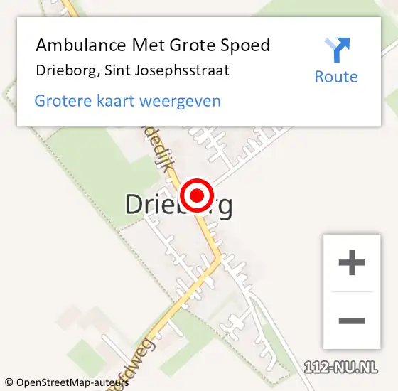 Locatie op kaart van de 112 melding: Ambulance Met Grote Spoed Naar Drieborg, Sint Josephsstraat op 5 oktober 2019 23:02