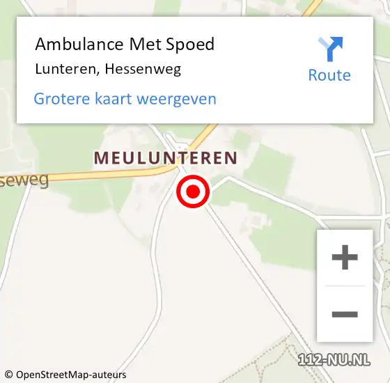 Locatie op kaart van de 112 melding: Ambulance Met Spoed Naar Lunteren, Hessenweg op 6 oktober 2019 00:51