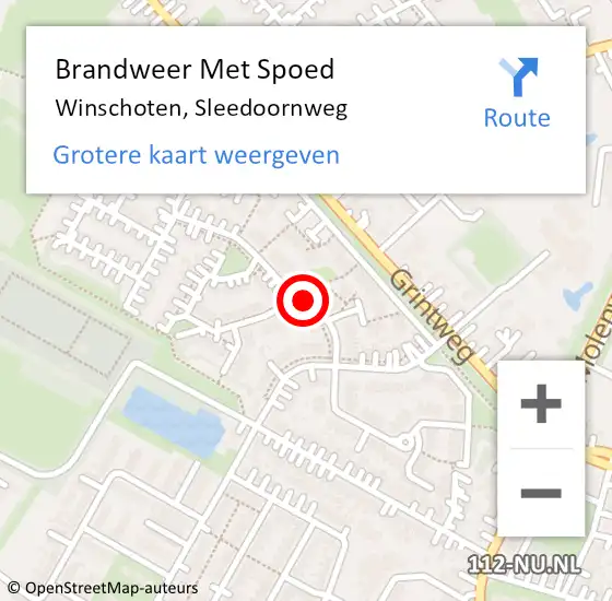 Locatie op kaart van de 112 melding: Brandweer Met Spoed Naar Winschoten, Sleedoornweg op 6 oktober 2019 00:54