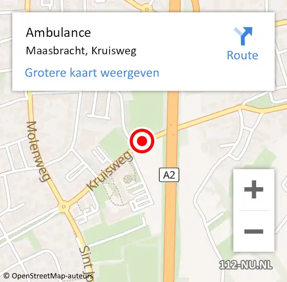 Locatie op kaart van de 112 melding: Ambulance Maasbracht, Kruisweg op 6 oktober 2019 08:03