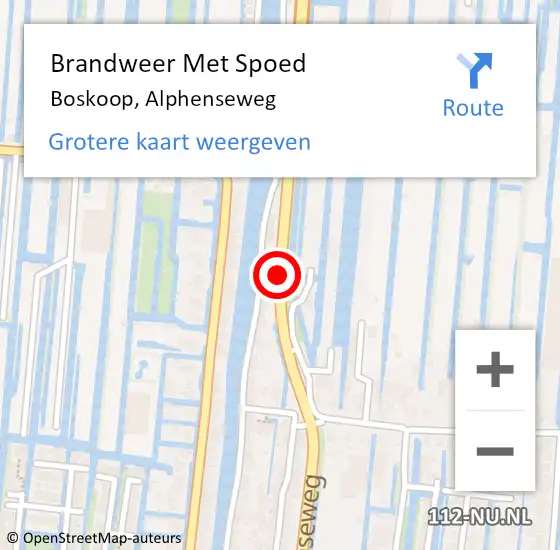 Locatie op kaart van de 112 melding: Brandweer Met Spoed Naar Boskoop, Alphenseweg op 15 april 2014 21:27